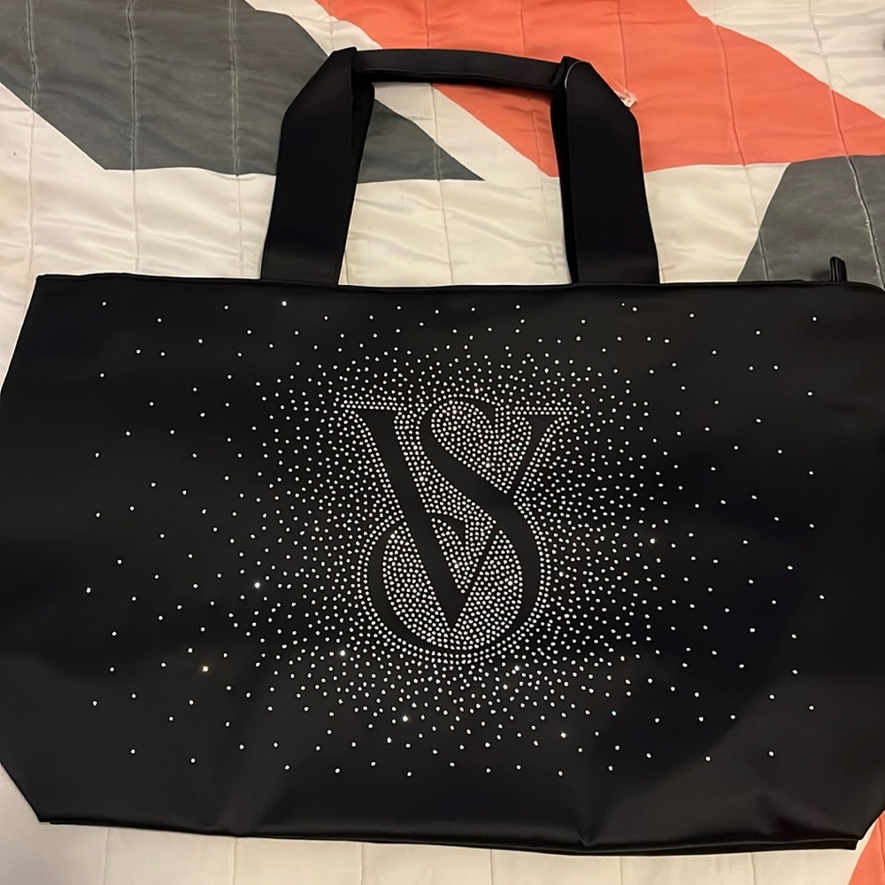 Crystal and Black Victoria’s Secret Tote Bag. Exclusive Tote. 2024.